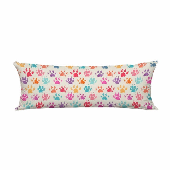 PKQWTM bright colorful ink prints messy dog paws Long Body Pillow Case Cover Pillow Cushion Size 20x60 Inches