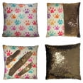 thumbnail image 1 of PKQWTM bright colorful ink prints messy dog paws Reversible Mermaid Cushion Cover Home Decor Sequin Pillow Case Size 16x16 inches, 1 of 2