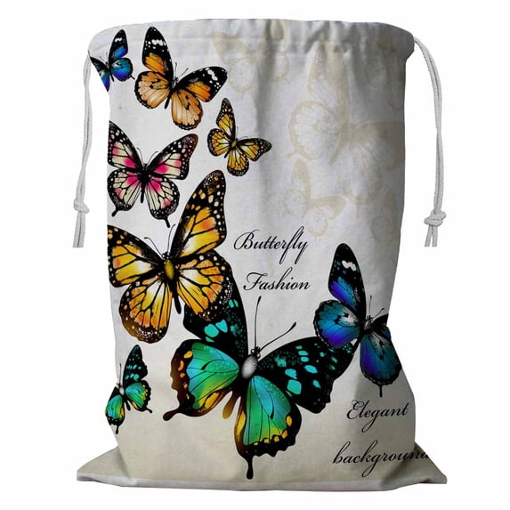 PKQWTM butterflies Storage Basket Laundry Bag with Drawstring Size 18x24 Inch