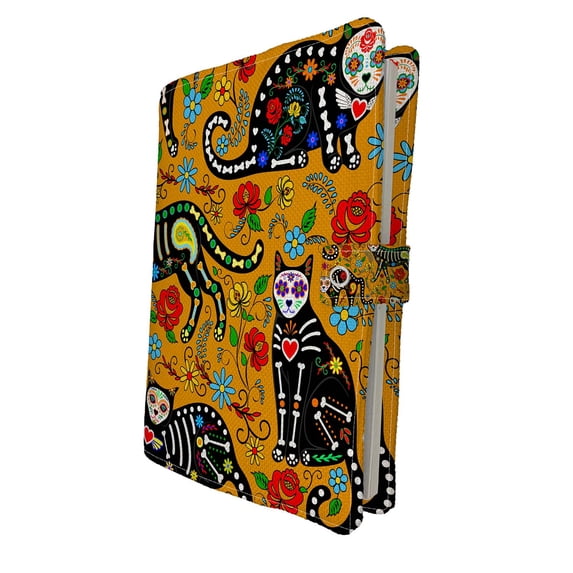 PKQWTM calavera sugar skull black cats holiday Book Cover Book Protector Book Sleeve Book Pouch Book Bag 6x9 inch