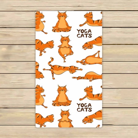 PKQWTM cartoon funny red cats icons doing yoga position Microfiber Bath Towels Bathroom Body Shower Towel Size 16x28 Inches