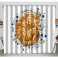 thumbnail image 1 of PKQWTM cat flowers Red headed flowers bells leaves dandelion Practical heat insulation Shading Window Curtain Size 52(W) x 84(H) inches(Two Piece), 1 of 1