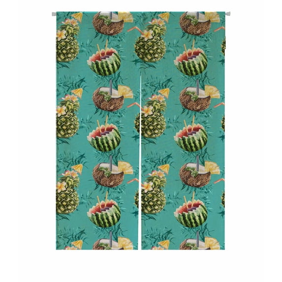 PKQWTM cocktail fruit pineapple coconut watermelon leaves Door Curtain Window Cover Home Decor Hanging Curtain Size 85x120 CM