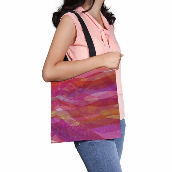 PKQWTM colorful layers of wavy stripes grainy spots Canvas Shoulder Bags Handbags Tote Bags Shopping Bag
