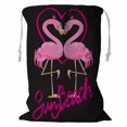thumbnail image 1 of PKQWTM couple of pink flamingos and heart I love Sun Beach Storage Basket Laundry Bag with Drawstring Size 24x32 Inch, 1 of 3