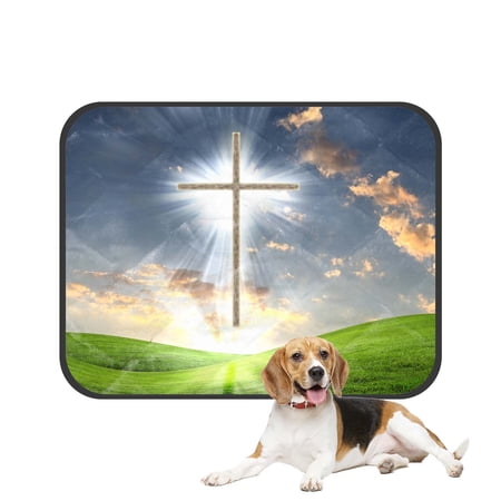 PKQWTM cross against the sky in a blaze of glory Pet Dog Cat Bed Pee Pads Mat Cushion Potty Dogs Blankets Crate Bed Kennel 20x24 inch