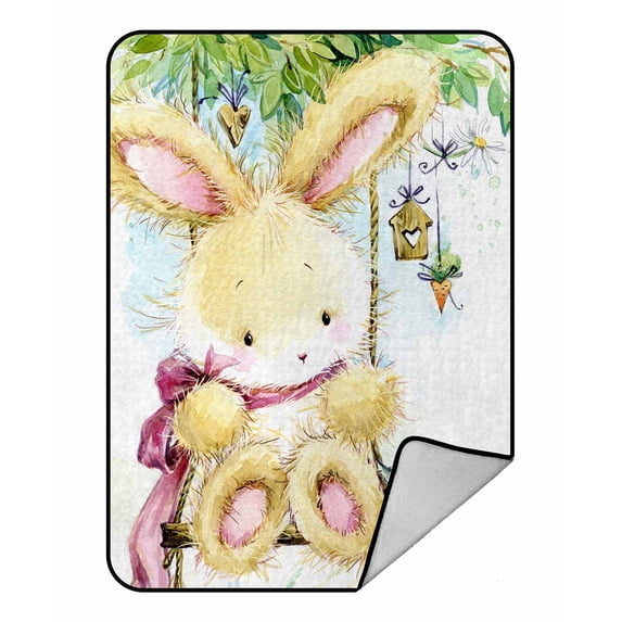 PKQWTM cute Cartoon rabbit Blanket Crystal Velvet Throw Bed Blanket 58x80 inches