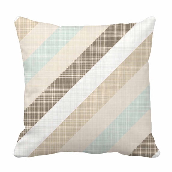 PKQWTM delicate blue brown beige white stripes Bed Decor Pillow Cases Zippered Cushion Cover Size 16x16 Inches