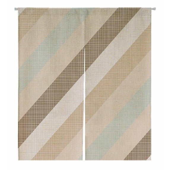 PKQWTM delicate blue brown beige white stripes Door Curtain Window Cover Home Decor Hanging Curtain Size 105x120 CM