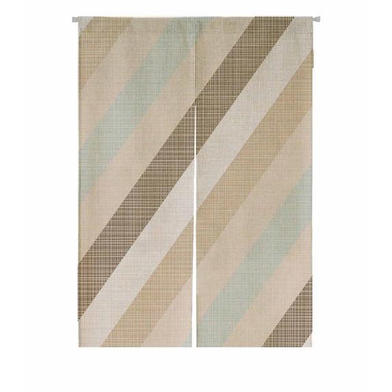 PKQWTM delicate blue brown beige white stripes Door Curtain Window Cover Home Decor Hanging Curtain Size 85x120 CM