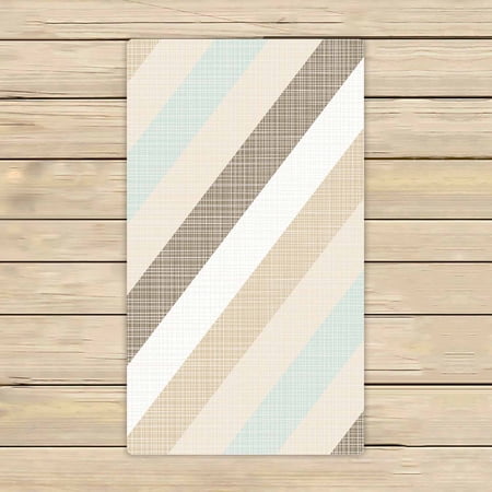 PKQWTM delicate blue brown beige white stripes Microfiber Bath Towels Bathroom Body Shower Towel Size 16x28 Inches