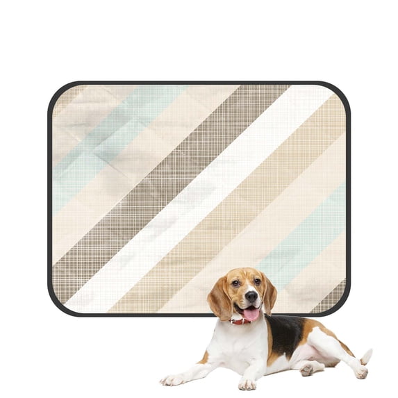 PKQWTM delicate blue brown beige white stripes Pet Dog Cat Bed Pee Pads Mat Cushion Potty Dogsblankets Crate Bed Kennel 28x36 inch