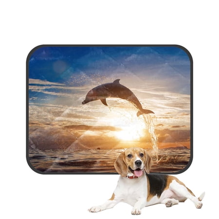 PKQWTM dolphin leaping jumping shining sunset sea water Pet Dog Cat Bed Pee Pads Mat Cushion Potty Dogs Blankets Crate Bed Kennel 28x36 inch
