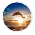 thumbnail image 1 of PKQWTM dolphin leaping jumping shining sunset sea water Round Beach Towel Beach Mats Shawl Blanket Yoga Mat with Tassels Beach Throw Towel, 1 of 1