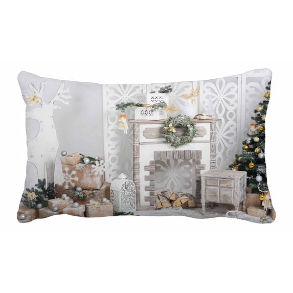 PKQWTM elite winter decor room flat Bed Decor Pillow Cases Zippered Cushion Cover Size 20x30 Inches