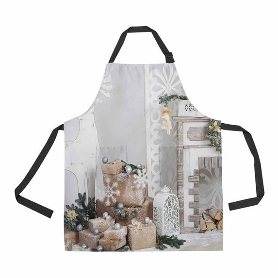 PKQWTM elite winter decor room flat Unisex Adjustable Bib Apron with Pockets for Commercial Restaurant and Home Kitchen Use