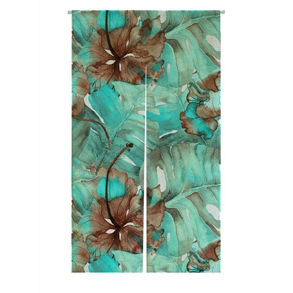PKQWTM flowers leaves Hibiscus hawaiian tropical palms Door Curtain Window Cover Home Decor Hanging Curtain Size 85x150 CM