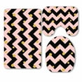 thumbnail image 1 of PKQWTM glittering gold polka dot black pink chevron 3 Piece Bathroom Rugs Set Bath Rug Contour Mat and Toilet Lid Cover, 1 of 2