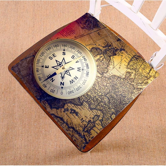 PKQWTM gold color old map with coins Chair Pads Chair Mat Seat Cushion Chair Cushion Floor Cushion Size 18x18 inches