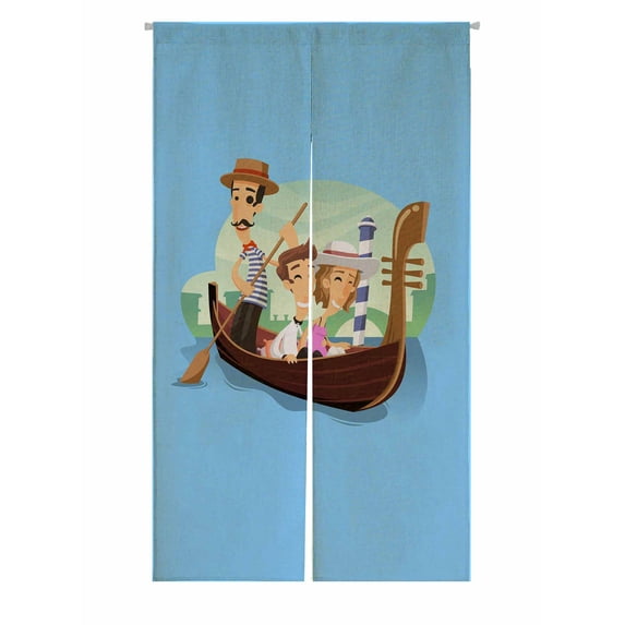 PKQWTM gondola venice ride cartoon Door Curtain Window Cover Home Decor Hanging Curtain Size 85x150 CM