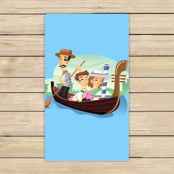 PKQWTM gondola venice ride cartoon Microfiber Bath Towels Bathroom Body Shower Towel Size 16x28 Inches