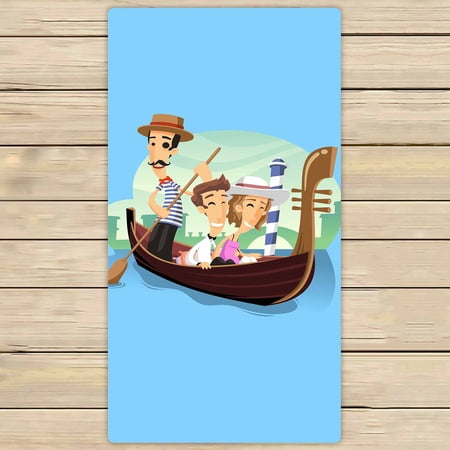 PKQWTM gondola venice ride cartoon Microfiber Bath Towels Bathroom Body Shower Towel Size 30x56 Inches