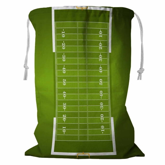 PKQWTM grass textured American football field Storage Basket Laundry Bag with Drawstring Size 18x24 Inch