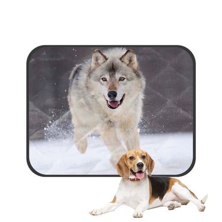 PKQWTM grey wolf running in the snow Pet Dog Cat Bed Pee Pads Mat Cushion Potty Dogsblankets Crate Bed Kennel 25x30 inch
