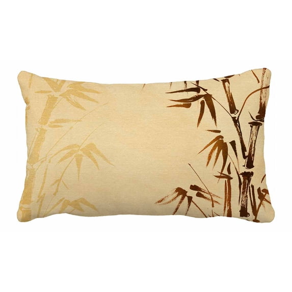 PKQWTM hand painted bamboo vintage canvas Bed Decor Pillow Cases Zippered Cushion Cover Size 20x30 Inches