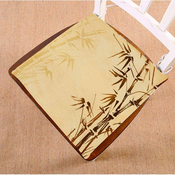 PKQWTM hand painted bamboo vintage canvas Chair Pads Chair Mat Seat Cushion Chair Cushion Floor Cushion Size 18x18 inches
