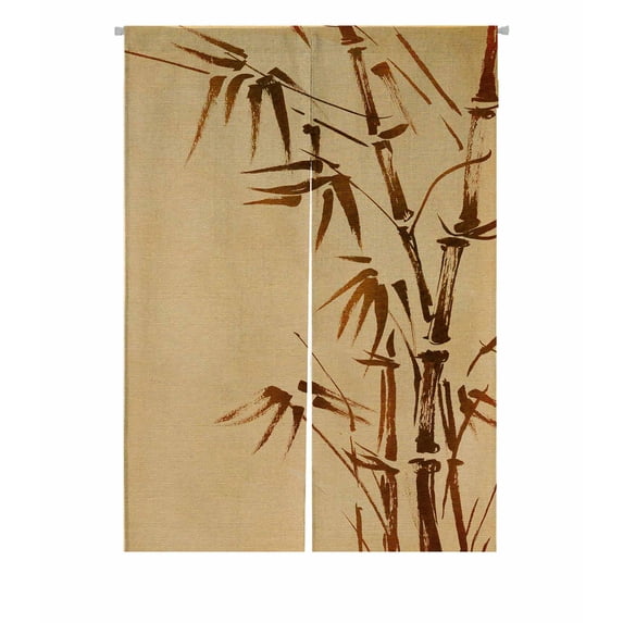 PKQWTM hand painted bamboo vintage canvas Door Curtain Window Cover Home Decor Hanging Curtain Size 85x120 CM