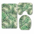 thumbnail image 1 of PKQWTM hawaiian plants palm leaves 3 Piece Bathroom Rugs Set Bath Rug Contour Mat and Toilet Lid Cover, 1 of 2