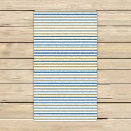 PKQWTM horizontal blue golden strips Geometric pattern Microfiber Bath Towels Bathroom Body Shower Towel Size 16x28 Inches