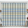 thumbnail image 1 of PKQWTM horizontal blue golden strips Geometric pattern Practical heat insulation Shading Window Curtain Size 52(W) x 84(H) inches(Two Piece), 1 of 1