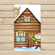 PKQWTM house and santa claus Microfiber Bath Towels Bathroom Body Shower Towel Size 16x28 Inches