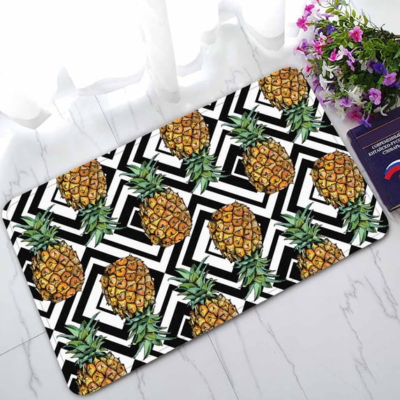 PKQWTM image Pineapple fruit color geometric ornament Home Decor Floor Mat Area Rug Doormat Size 18x30 Inches