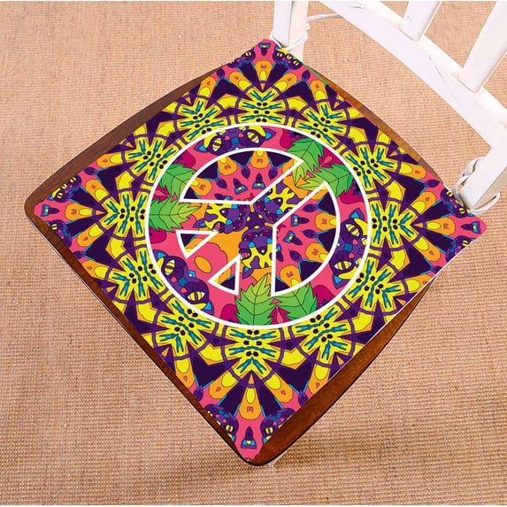 PKQWTM jungle cats peace symbol Chair Pads Chair Mat Seat Cushion Chair Cushion Floor Cushion Size 18x18 inches