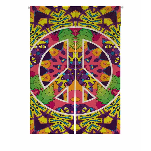 PKQWTM jungle cats peace symbol Door Curtain Window Cover Home Decor Hanging Curtain Size 85x120 CM