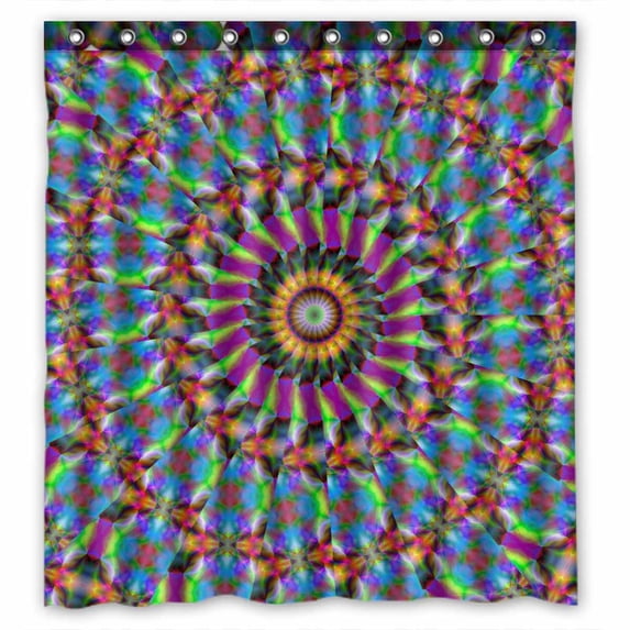 PKQWTM kaleidoscope Colorful mosaic ornament WaterProof Polyester Fabric Shower Curtain Size 66x72 Inches