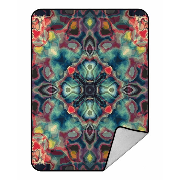 PKQWTM kaleidoscope style ornament Blanket Crystal Velvet Throw Bed Blanket 58x80 inches