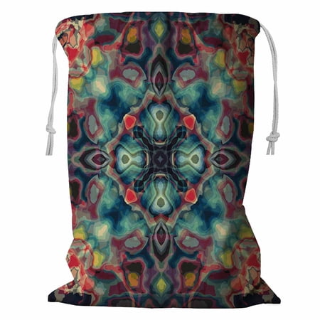 PKQWTM kaleidoscope style ornament Storage Basket Laundry Bag with Drawstring Size 18x24 Inch