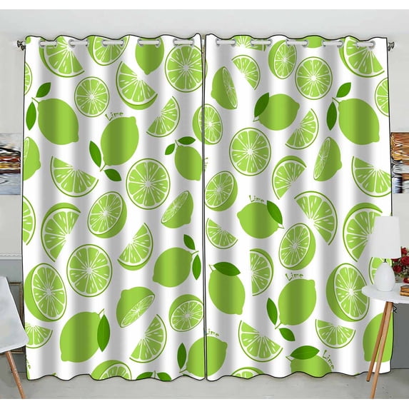 PKQWTM leaves slice citrus Tropical fruits vegetarian food Practical heat insulation Shading Window Curtain Size 52(W) x 84(H) inches(Two Piece)