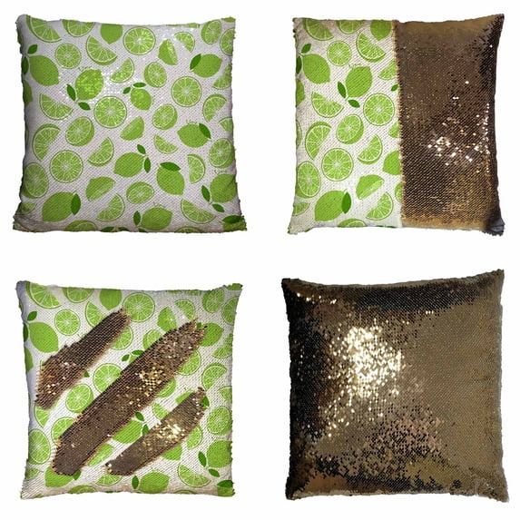 PKQWTM leaves slice citrus Tropical fruits vegetarian food Reversible Mermaid Cushion Cover Home Decor Sequin Pillow Case Size 18x18 inches