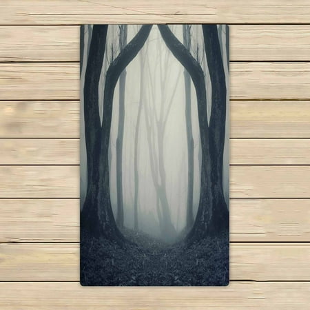 PKQWTM magical gate in a mysterious forest with fog Microfiber Bath Towels Bathroom Body Shower Towel Size 16x28 Inches