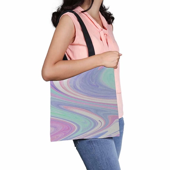 PKQWTM marble texture Silk Canvas Shoulder Bags Handbags Tote Bags Shopping Bag