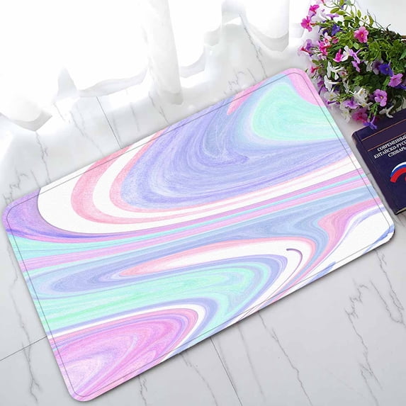 PKQWTM marble texture Silk Home Decor Floor Mat Area Rug Doormat Size 18x30 Inches