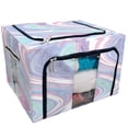 thumbnail image 1 of PKQWTM marble texture Silk Storage Bag Clear Window Storage Bins Boxes Large Capacity Foldable Stackable Organizer With Steel Metal Frame For Bedding,Clothes,Closets, Bedrooms, 1 of 3