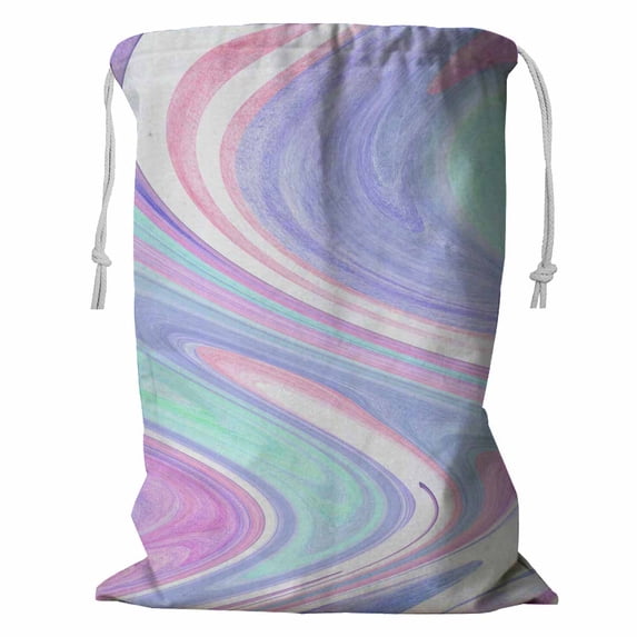 PKQWTM marble texture Silk Storage Basket Laundry Bag with Drawstring Size 24x32 Inch