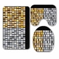 thumbnail image 1 of PKQWTM mega set of gradients gold and silver glossy squares 3 Piece Bathroom Rugs Set Bath Rug Contour Mat and Toilet Lid Cover, 1 of 2