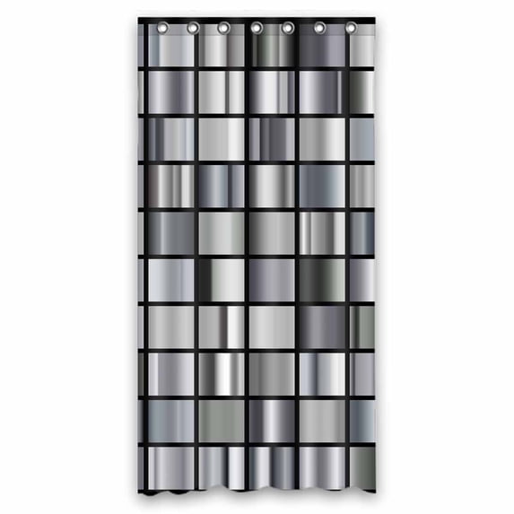 PKQWTM mega set of gradients gold and silver glossy squares WaterProof Polyester Fabric Shower Curtain Size 36x72 Inches